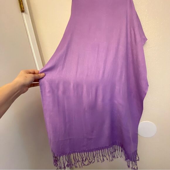 Pashmina 100% lavender lilac purple color Fringe Scarf Wrap Shawl 27x76 - Picture 5 of 8
